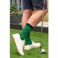 Sock Talk Men's Golf Ball & Clubs Bamboo Socks - Green/Navy Blue in Green | Size: 7-11