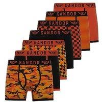 Kandor Men's Jeckers Boxers 7 Pack in Orange | Size: Large