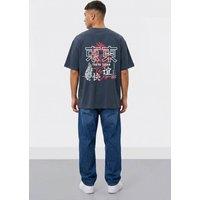 LONDON ATTITUDE Men's Tokyo Dragon Oversized Heavyweight Cotton T-Shirt in Blue | Size: Large