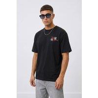 LONDON ATTITUDE Men's Tokyo Dragon Premium Cotton Relaxed Fit T-Shirt in Black | Size: Medium