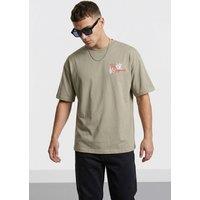 LONDON ATTITUDE Men's Tokyo Dragon Premium Cotton Relaxed Fit T-Shirt in Stone | Size: Small