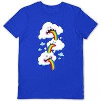 Benjimoji Men's Rainbow Overload T-Shirt in Blue | Size: XL