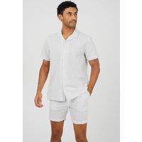 Brave Soul Men's Striped Revere Collar Shirt in Ecru | Size: XL