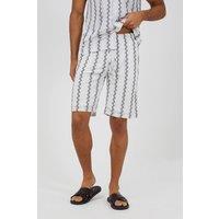 Brave Soul Men's Wavy Stripe Drawstring Shorts in White | Size: 2XL