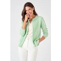 Damart Women's Zip-front cable stitch cardigan in Mint | Size: 26-28