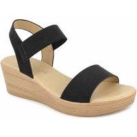Savannah Women's Elasticated Comfort Wedge Sandals in Jet Black | Size: 5