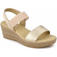 Savannah Women's Elasticated Comfort Wedge Sandals in Metallic Gold | Size: 7