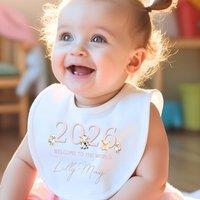 Aye Do Gifts Women's Personalised Pink Farm Animals Baby Outfit - Bib in White