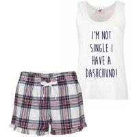 60 SECOND MAKEOVER Women's I'm Not Single I Have Dachshunds Tartan Short Pyjamas Set in Pink | Size: XS
