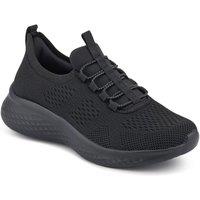Pavers Women's Wide Fit Easy Step In Bungee Lace Trainers in Black | Size: 4
