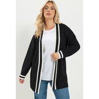 Yours Women's Contrast Edge Cardigan in Black | Size: 14-16