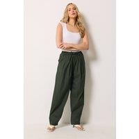 Long Tall Sally Women's Tall Cotton Barrel Leg Trousers in Dark Green | Size: 16L
