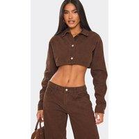 EGO Women's Long Sleeve Denim Cropped Jacket in Chocolate | Size: 14