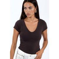 Busem Women's V-Neck Modal Cotton Blend Blouse in Chocolate | Size: Large