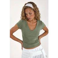 Busem Women's V-Neck Modal Cotton Blend Blouse in Mint | Size: Small