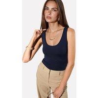 Busem Women's U Collar Knitted Cami Top in Navy | Size: Large