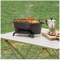 Living and Home Cast Iron Grill with Handle in Black