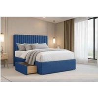 Chester & Oakley Lorenzo Plush Divan Bed Base 4 Drawers - 26 Headboard in Blue | Size: Double