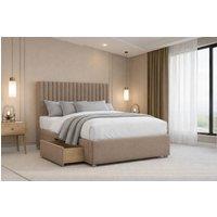 Chester & Oakley Lorenzo Plush Divan Bed Base 4 Drawers - 26 Headboard in Taupe | Size: Double
