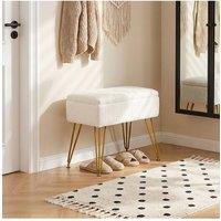 Living and Home Modern Upholstered Storage Ottoman Vanity Stool in White