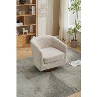 Living and Home 360 Swivel Upholstered Barrel Accent Chair Armchair in Beige