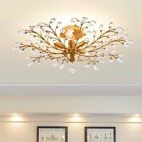 NIVOR 5 Light Crystal Empire Chandelier Retro Adjustable Pendant E14 Gold in Metallic Gold