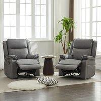 FURNITURE ONE Manual Recliners Sofa, 2 Seater Sectional Recliner Couches Set - 1+1 Seater in Grey