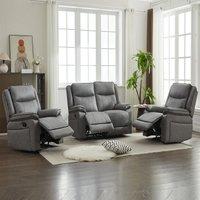 FURNITURE ONE Manual Recliners Sofa, 4 Seater Recliner Couches Set - 1+1+2 Seater in Grey | Size: 1 Pack