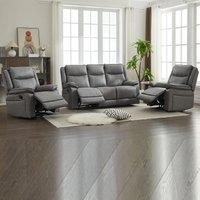 FURNITURE ONE Manual Recliners Sofa, 5 Seater Recliner Couches Set - 1+1+3 Seater in Grey | Size: 1 Pack