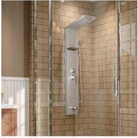 Living and Home Wall Mount Stainless Steel Bathroom Shower Panel Tower System with Shelf in Silver