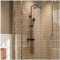 Living and Home Stainless Steel Wall Mount Triple Function Shower Faucet Set Bathroom in Black
