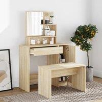 Berkfield Home Dressing Table Set Sonoma Oak 86.5x35x136 cm in Brown