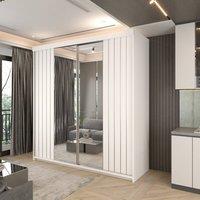 Sliding Wardrobes 4U Monali Sliding Mirror Wardrobe with Drawers & Shelves W150cm in White