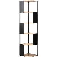 CALICOSY 5-Tier Corner Shelf With Black Metal Sides, H172 Cm - EKLO in Light Brown