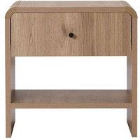 CALICOSY Bedside Table With 1 Drawer & 1 Niche With Rounded Edges, 45 Cm Wid in Light Oak