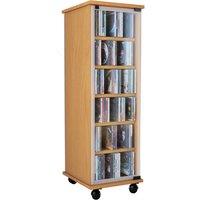 VCM Wood CD DVD Stand Shelf Valenza Glass Door in Light Oak