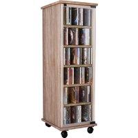 VCM Wood CD DVD Stand Shelf Valenza Glass Door in Natural