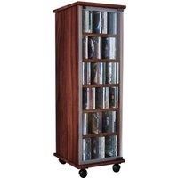 VCM Wood CD DVD Stand Shelf Valenza Glass Door in Walnut