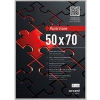 nielsen Puzzle Frame Aluminium 50x70cm - Shatterproof Glass, Push/Turn Clips in Silver | Size: 50x70 cm