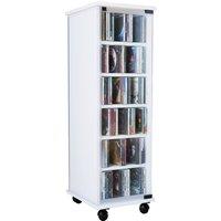 VCM Wood CD DVD Stand Shelf Valenza Glass Door in White