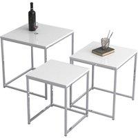 VCM 3 pcs Side table Coffee table Sofatic in White