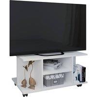 VCM Wood TV Lowboard TV Seh Rollers Findalo in White