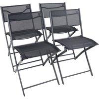 VCM 4-piece garden chair Folding chair Sumila in Black