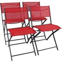 VCM 4-piece garden chair Folding chair Sumila in Red
