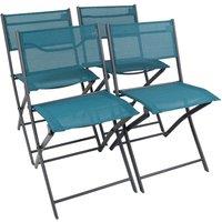VCM 4-piece garden chair Folding chair Sumila in Turquoise