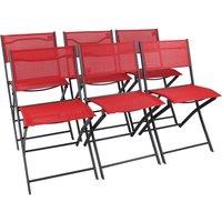 VCM 6-piece garden chair Folding chair Sumila in Red