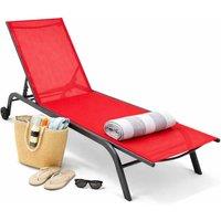 VCM Sun lounger deck chair Rolls Sonlas in Red
