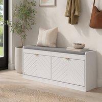 STILVORA Shoe Bench with 2 Flip Drawers in White