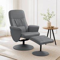 STILVORA Recliner Armchair & Ottoman Set with Swivel Base, Grey