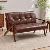 STILVORA 2 Seater Sofa with PU Leather Upholstery Brown